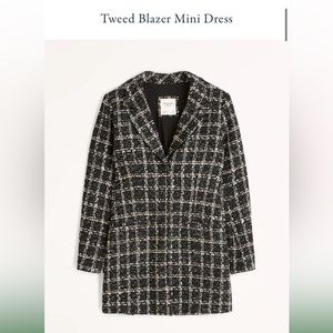 *NWT❗️A&F Black Plaid Tweed Blazer Mini Dress